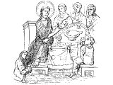 Mary washing Jesus` feet - cf Lk.7.38. 9thC MS illustration